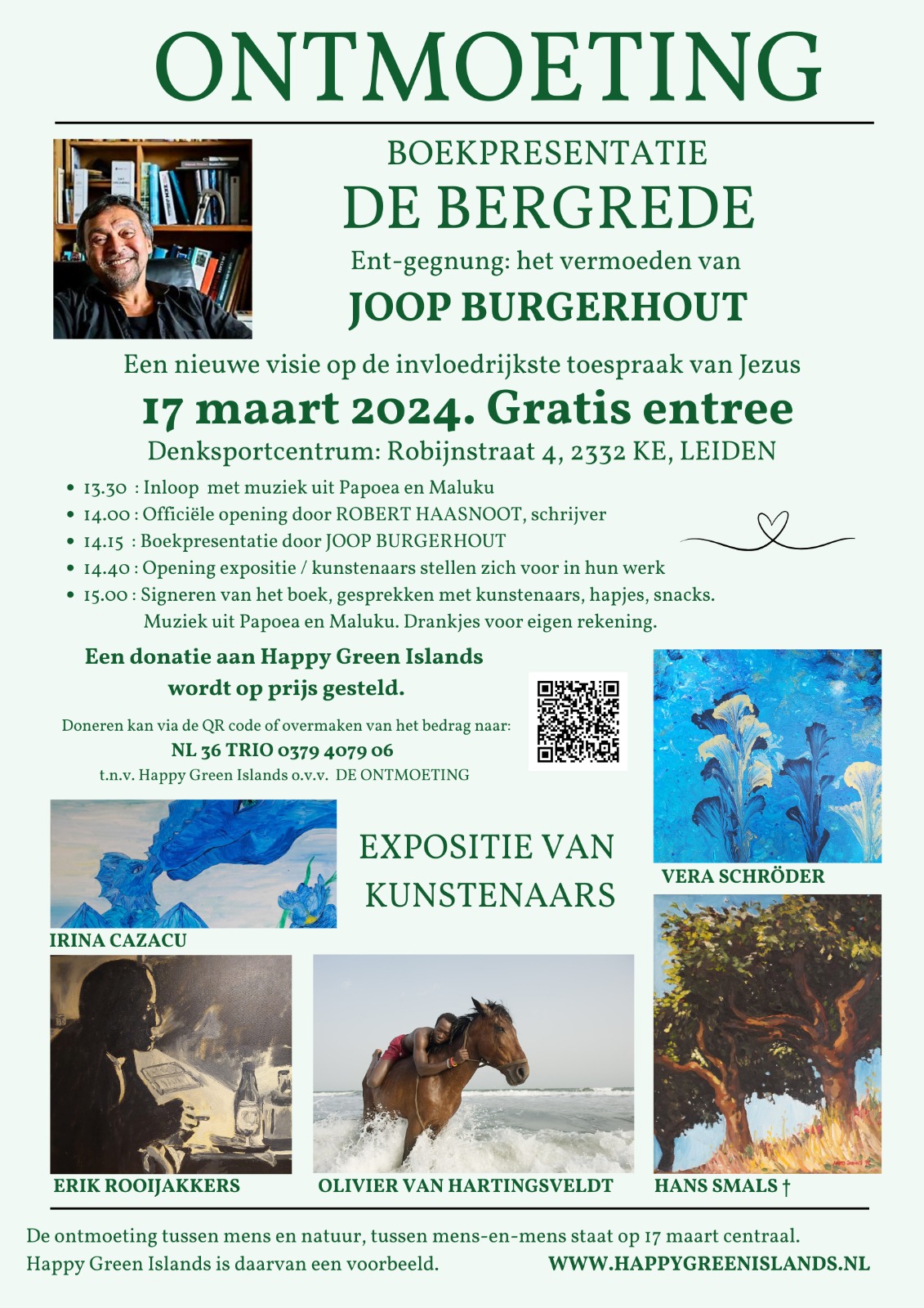 Exhibition de ontmoeting the connection expositie denksportcentrum Leiden Happy Green Islands Joop Burgerhout Olivier van Hartingsveldt